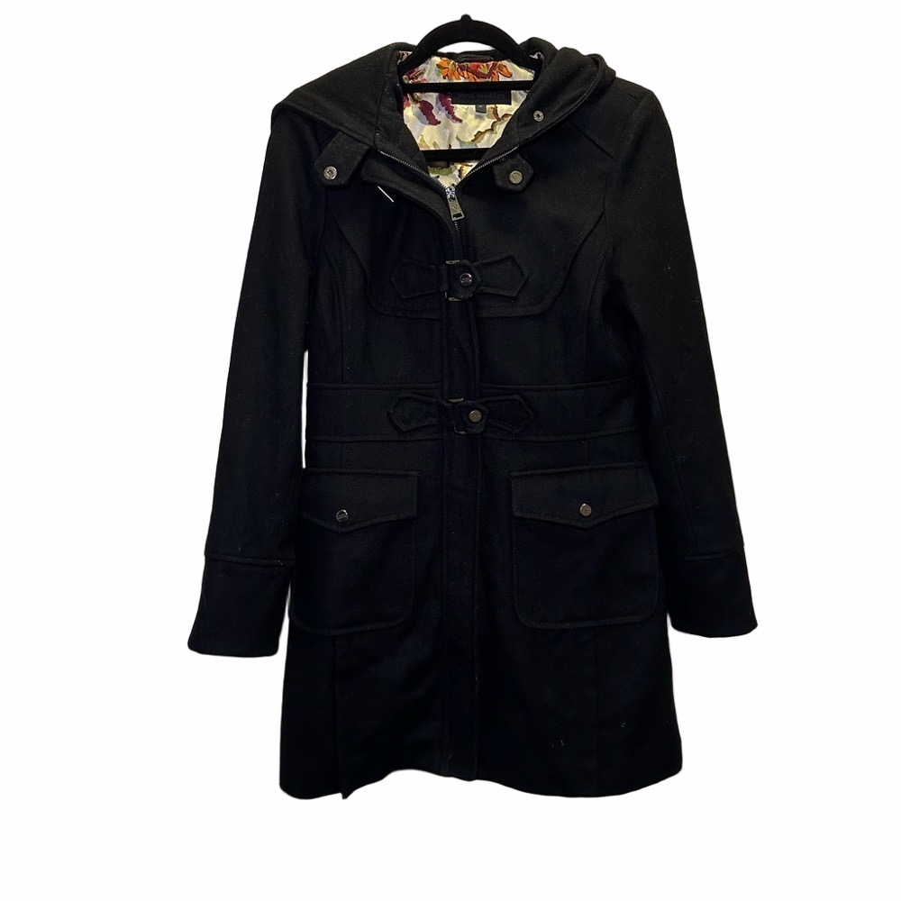 Steve Madden Black Wool Blend Coat Size Medium